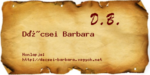 Décsei Barbara névjegykártya